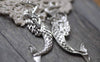 Accessories - Large Sea Siren Connectors Antique Silver Mermaid Nautical Ocean Fairy Pendants 32x76mm Set Of 6 A7877