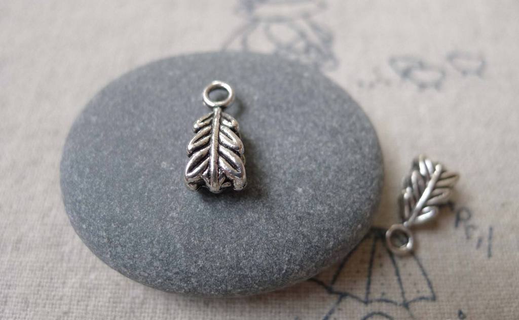 Accessories - Leaf Bail Antique Silver Necklace Jewelry Components Charms 6x14mm Set Of 30 A7257
