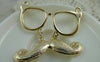 Accessories - Light Gold Sunglass Moustache Pendant Connectors 48x55mm Set Of 4 Pcs A5908