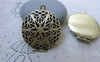 Accessories - Locket Antiqued Brass Photo Locket Filigree Round Pendants 27mm Set Of 5 Pcs A7600