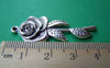 Accessories - Long Stem Rose Flower Pendants Antique Silver Charms 19x44mm Set Of 10 Pcs A1021