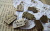 Accessories - Love Tag Antique Bronze Rectangle Valentine Charms 9x16mm Set Of 20 Pcs A3342