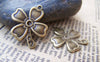 Accessories - Lucky Flower Charms Antique Bronze Four-Leaf Clover Pendants 25mm Set Of 10 A443