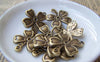 Accessories - Lucky Flower Charms Antique Bronze Four-Leaf Clover Pendants 25mm Set Of 10 A443