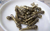Accessories - Microphone Charms Antique Bronze Pendants 7x25mm Set Of 10 Pcs A1742