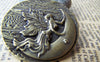 Accessories - Moon Goddess Pendant Antique Bronze Round Fairy Medallion 38mm Set Of 5 A1614