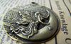 Accessories - Moon Goddess Pendant Antique Bronze Round Fairy Medallion 38mm Set Of 5 A1614