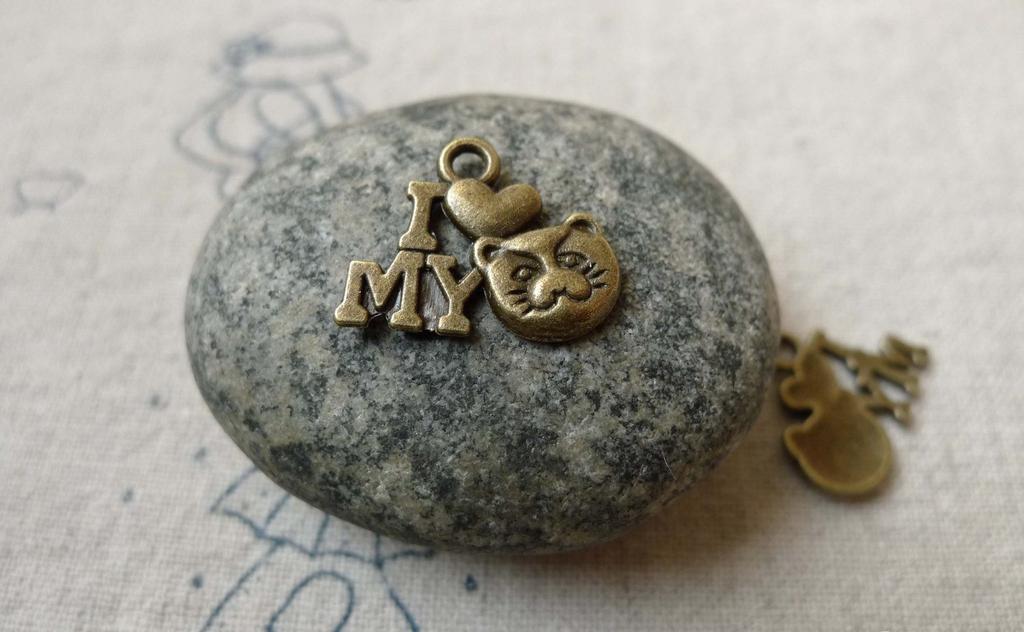 Accessories - My Cat Charms Antique Bronze Feline Pendants 17mm Set Of 20 Pcs A6559