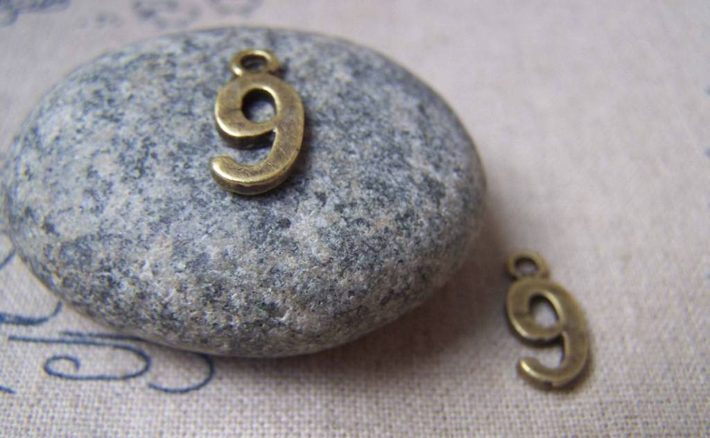 Accessories - Number 9 Arabic Figure Nine Charms Antique Bronze Pendants Set Of 20 Pcs A1774