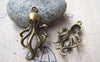 Accessories - Octopus Pendants Antique Bronze 3D Charms 18x33mm Set Of 10 Pcs A1993