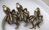 Accessories - Octopus Pendants Antique Bronze 3D Charms 18x33mm Set Of 10 Pcs A1993