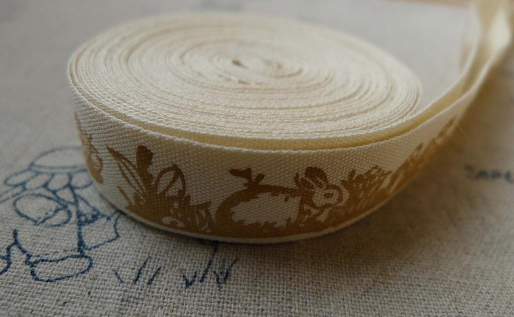 Accessories - Orange Rabbit Ribbon For Hairbow Print Cotton Label String Set Of 5.46 Yards (5 Meters) A5548