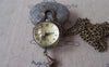 Accessories - Orb Pocket Watch Antique Bronze Glass Bubble Necklace Chain Included 25mm Set Of 1 Pc A4616