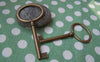 Accessories - Oval Skeleton Key Pendants Antiqued Brass Charms 30x64mm Set Of 6 Pcs A170