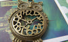 Accessories - Owl Clock Antique Bronze Charms 43x48mm Set Of 4 Pcs A129