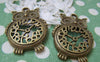 Accessories - Owl Clock Antique Bronze Charms 43x48mm Set Of 4 Pcs A129