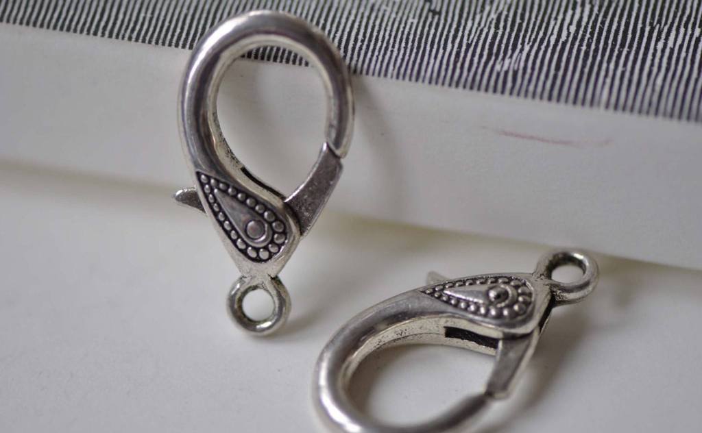 Accessories - Paisley Design Large Decorative Lobster Clasp Antiqued Silver Ornate Parrot Claw 15x30mm Set Of 10 A7875