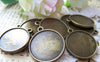 Accessories - Pendant Tray Antique Bronze Base Settings Round Bezel Double Sided Match 18mm Cabochon A3655