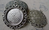 Accessories - Pendant Tray Antique Silver Round Cameo Base Settings Bezel Blanks Match 25mm Cabochon Lot Of 10 Pcs A5823