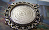 Accessories - Pendant Tray Antique Silver Round Cameo Base Settings Bezel Blanks Match 25mm Cabochon Lot Of 10 Pcs A5823