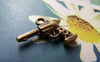 Accessories - Pistol Gun Antique Bronze Handgun Charms 15x20mm Set Of 20 Pcs A1224