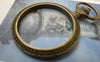 Accessories - Pocket Watch Frame Antique Bronze Round Pendants 37x55mm Set Of 4 Pcs A6306