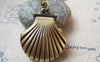 Accessories - Pocket Watch Scallp Shell Antique Bronze Necklace CHAIN INCLUDED 33mm Set Of 1 Pc A5731