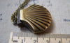 Accessories - Pocket Watch Scallp Shell Antique Bronze Necklace CHAIN INCLUDED 33mm Set Of 1 Pc A5731