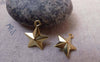Accessories - Raw Brass 3D Star Charms Pendants Double Sided 12mm Set Of 50 Pcs A6232