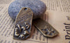Accessories - Rectangle Flower Pendants Antique Bronze Charms 14x30mm Set Of 10 Pcs A629