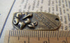 Accessories - Rectangle Flower Pendants Antique Bronze Charms 14x30mm Set Of 10 Pcs A629