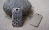 Accessories - Rectangle Pendants Antique Silver Flower Charms 12x23mm Set Of 10 Pcs A2923