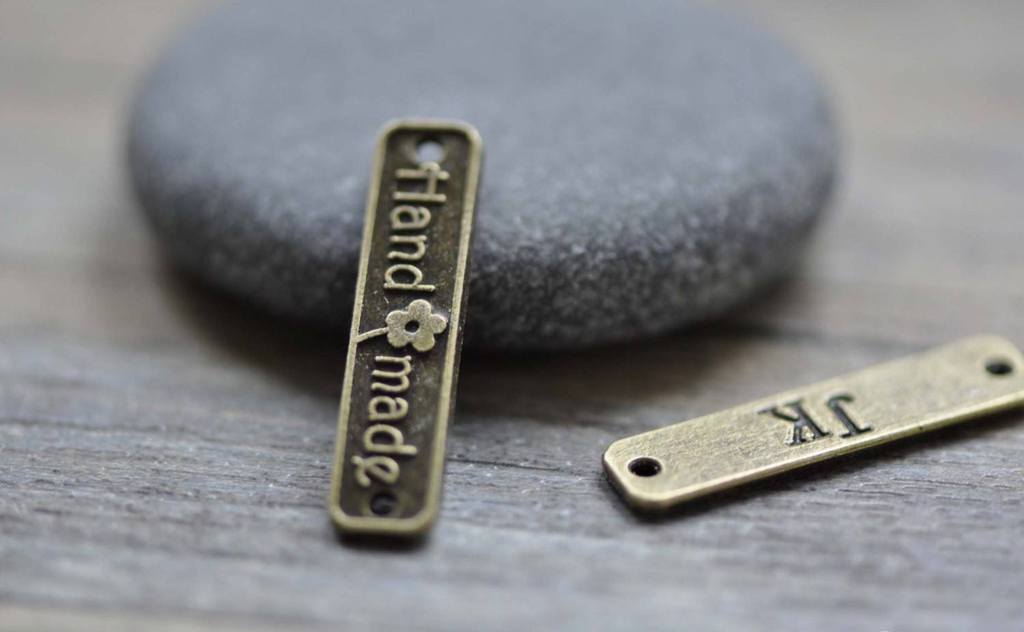 Accessories - Rectangular Flower Handmade Bar Flat Charms Antique Bronze 6x25mm Set Of 30 Pcs A7828