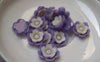 Accessories - Resin Flower Cabochon White Purple Miniature Flower Cameo 13mm A5792