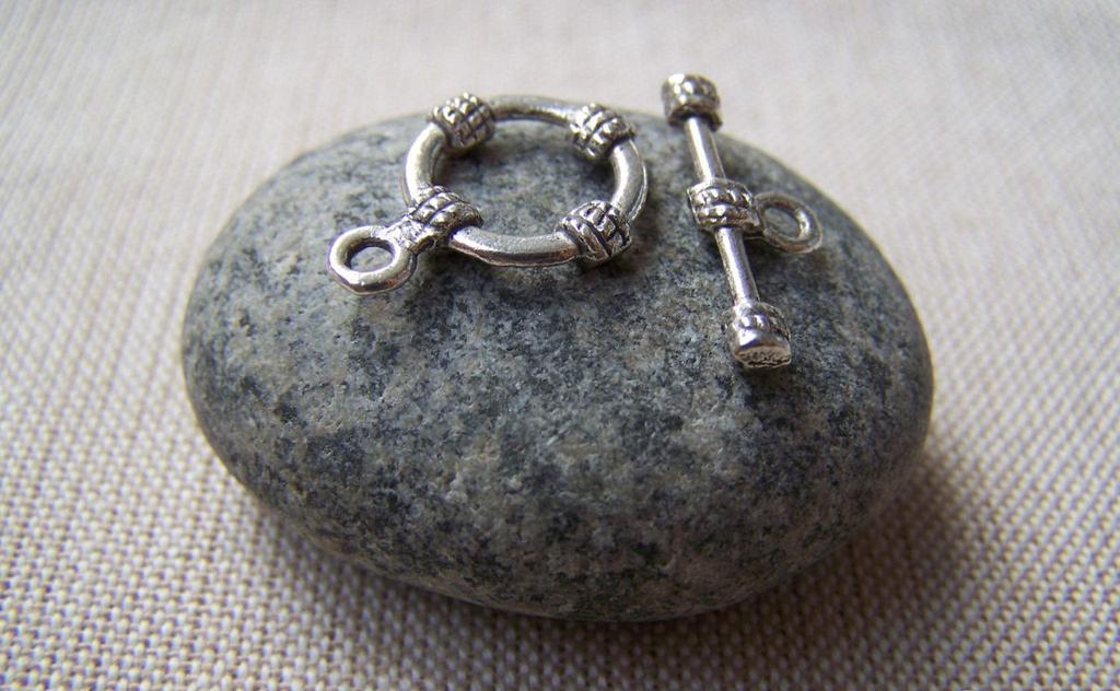 Accessories - Round Coiled Toggle Clasps Antique Silver End Clasps Set Of 10 Pcs A1253