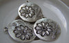 Accessories - Round Flower Charms Antique Silver Filigree  Pendants 26x30mm Set Of 10 A5222