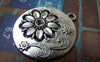 Accessories - Round Flower Charms Antique Silver Filigree  Pendants 26x30mm Set Of 10 A5222