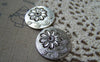 Accessories - Round Flower Charms Antique Silver Filigree  Pendants 26x30mm Set Of 10 A5222