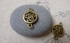 Accessories - Round Flower Connector Antique Bronze Filigree Charms 12x19mm Set Of 20 Pcs A7249