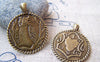 Accessories - Round Owl Charms Antique Bronze Pendants 25mm Set Of 10 Pcs A137