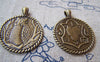 Accessories - Round Owl Charms Antique Bronze Pendants 25mm Set Of 10 Pcs A137