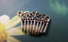 Accessories - Silver Comb Charms Filigree Pendants 15x18mm Set Of 10 Pcs A862