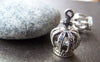 Accessories - Silver Crown Charms Antiqued Finished 3D King Crown Pendants Size 14x20mm Set Of 10 A760