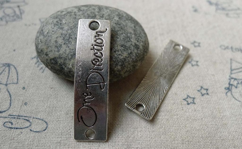 Accessories - Silver Curved Bracelet Connector Tibetan Silver Charms 10x39mm Set Of 10 Pcs  A6203