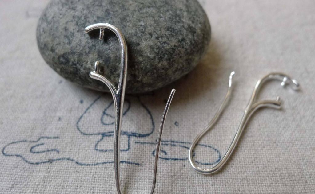 Accessories - Silver Earring Hooks Pinch Bail Earwire 35mm Set Of 10 Pcs A6597