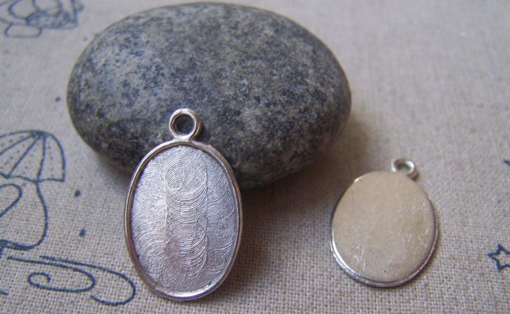 Accessories - Silver Pendant Tray Bezel Base Settings Match 13.5x19mm Cabochon Set Of 10 A4930