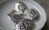 Accessories - Silver Picture Locket Oval Flower Photo Locket Pendants 23x29mm Set Of 4 Pcs A3025