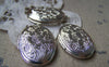 Accessories - Silver Picture Locket Oval Flower Photo Locket Pendants 23x29mm Set Of 4 Pcs A3025