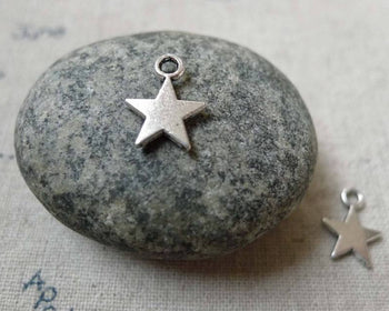 Accessories - Silver Star Charms Blank Tibetan Silver Charms  10mm Set Of 50 Pcs A6332