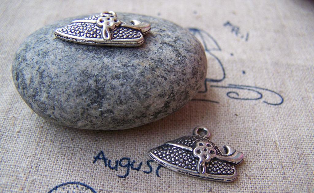 Accessories - Silver Summer Hat Bowtie Hat Charms Pendants 14x20mm Set Of 10 Pcs